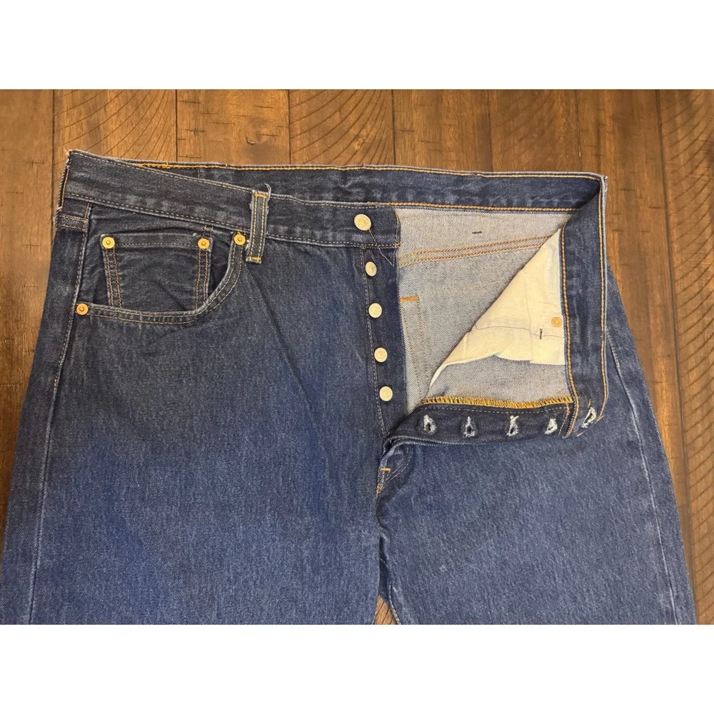 Levis 501 Original Fit Jeans Men's 40x32 Dark Wash Blue Button Fly Straight Leg